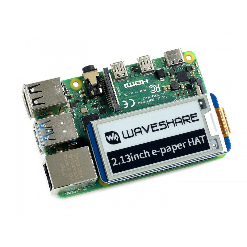 Waveshare 250x122, 2.13inch E-Ink Display HAT For Raspberry Pi, with SPI Interface