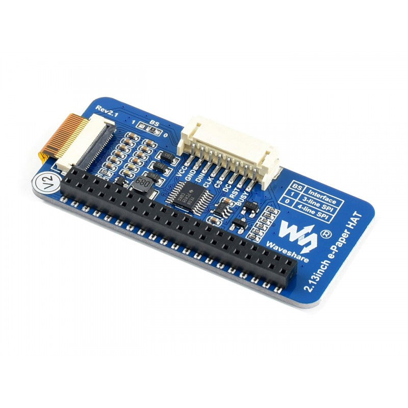 Waveshare 250x122, 2.13inch E-Ink Display HAT For Raspberry Pi, with SPI Interface