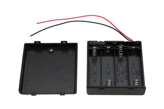 4xAA Covered Battery Holder with Switch and Leads