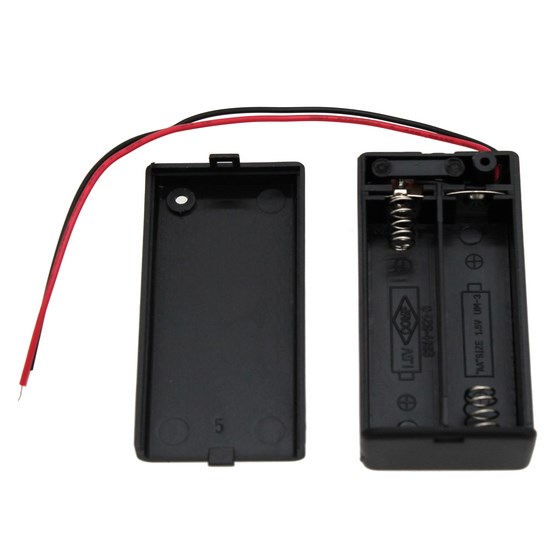 2xAA Covered Battery Holder with Switch and Leads
