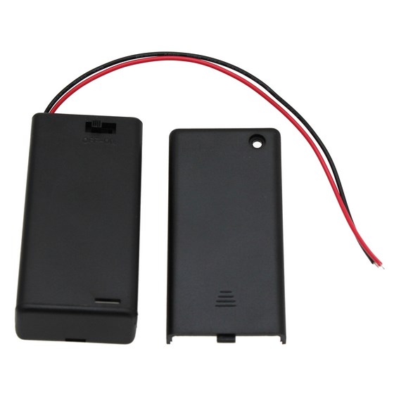 2xAA Covered Battery Holder with Switch and Leads