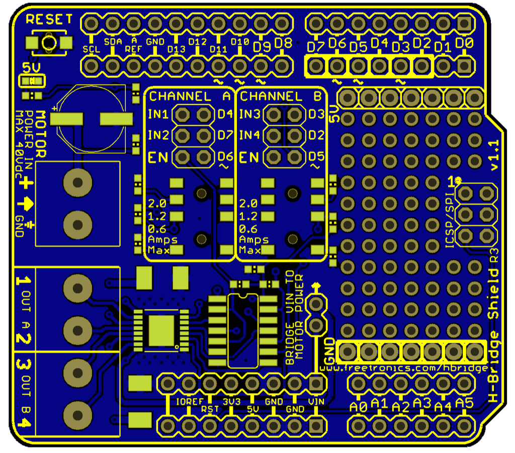 Dual Channel H-Bridge Motor Driver Shield