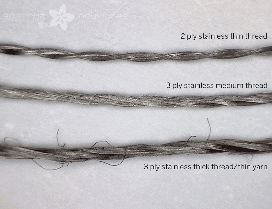 Stainless Medium Conductive Thread - 3 ply - 18 meter/60 ft