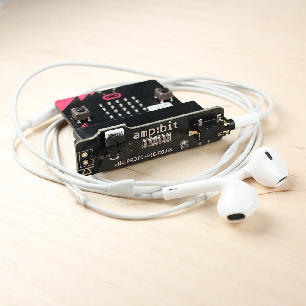 Proto-pic AMP:BIT class D amplifier for micro:bit with headphone jack