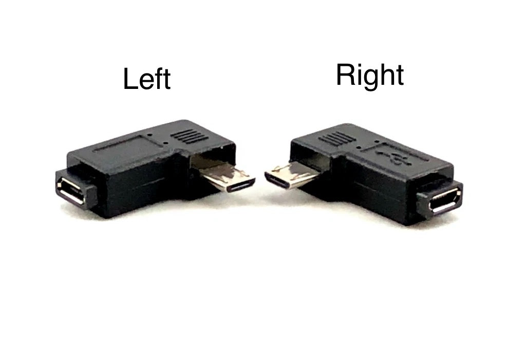 Right-angled micro USB male to female adapter
