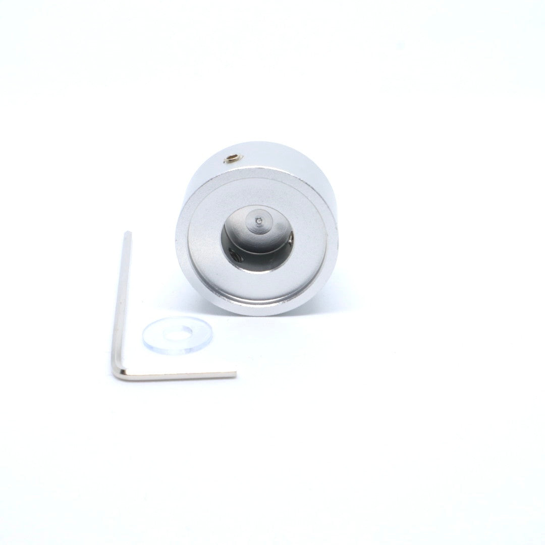 Guitar barefoot button cover underneath view with allen key and clear washer